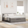 Rama łóżka otomana z materacem, taupe, 160x200 cm, tkanina
