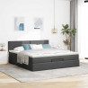 Łóżko Ottoman z materacem i LED, ciemnoszary, 180x200cm tkanina
