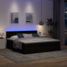 Łóżko otomana z materacem i LED ciemnobrązowy 180x200cm tkanina