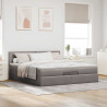 Łóżko otomana z materacem i LED, taupe, 180x200cm, tkanina