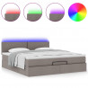 Łóżko otomana z materacem i LED, taupe, 180x200cm, tkanina