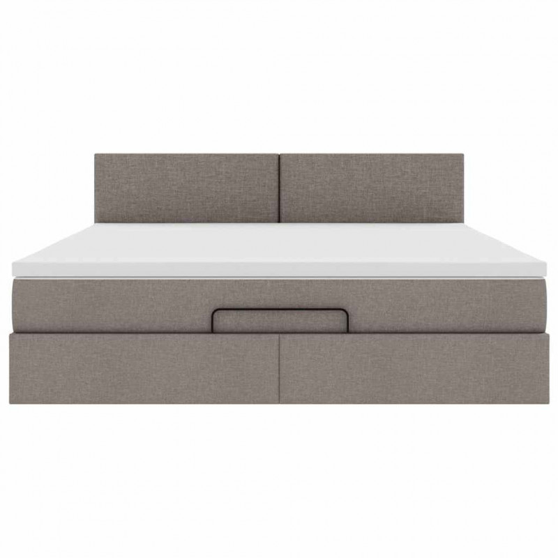 Łóżko otomana z materacem i LED, taupe, 180x200cm, tkanina