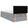 Łóżko Ottoman z materacem i LED, jasnoszary, 80x200cm, tkanina