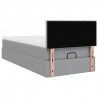 Łóżko Ottoman z materacem i LED, jasnoszary, 90x200 cm, tkanina