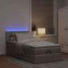 Łóżko otomana z materacem i LED, taupe, 90x200 cm, tkanina