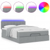 Łóżko Ottoman z materacem i diodami LED Jasnoszary 140x190 cm