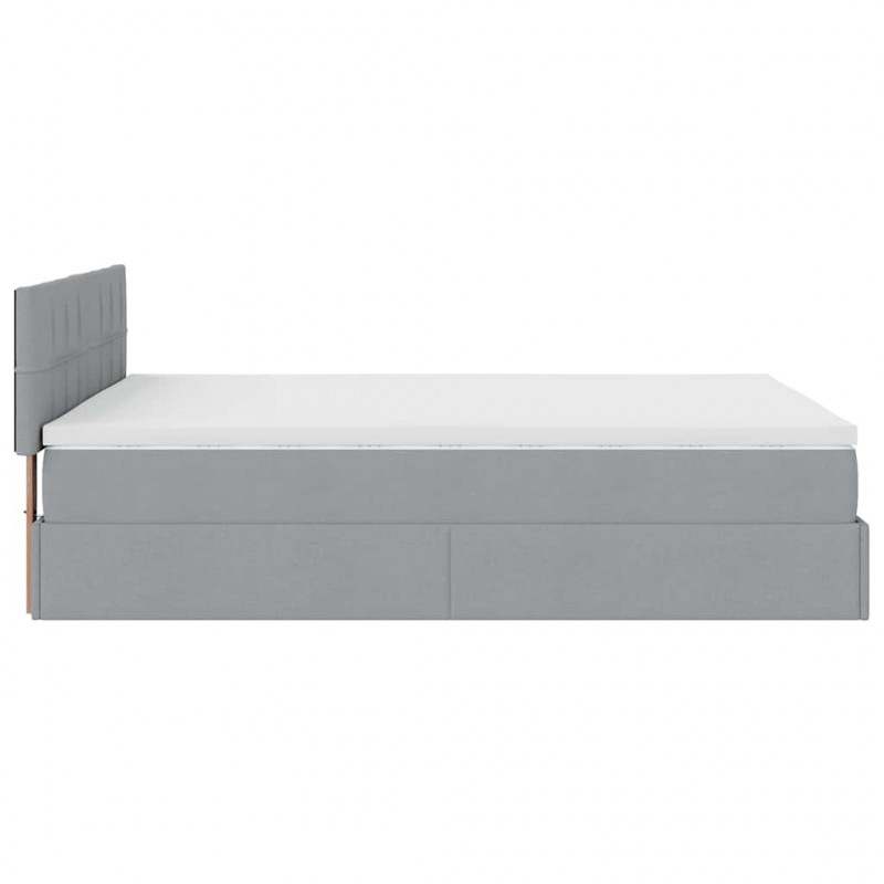 Łóżko Ottoman z materacem i diodami LED Jasnoszary 140x190 cm