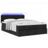 Łóżko Ottoman z materacem i diodami LED Czarny 140x190 cm