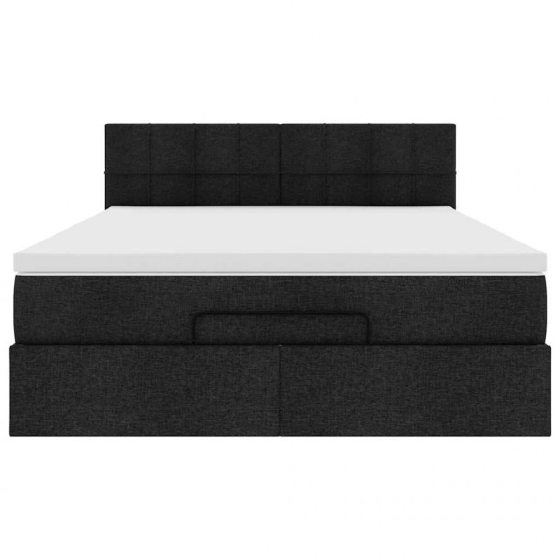 Łóżko Ottoman z materacem i diodami LED Czarny 140x190 cm