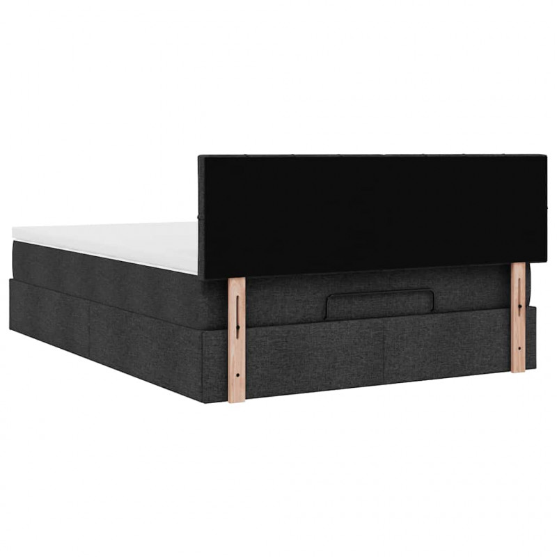 Łóżko Ottoman z materacem i diodami LED Czarny 140x190 cm
