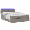Łóżko otomana z materacem i diodami LED, taupe, 140x190 cm,