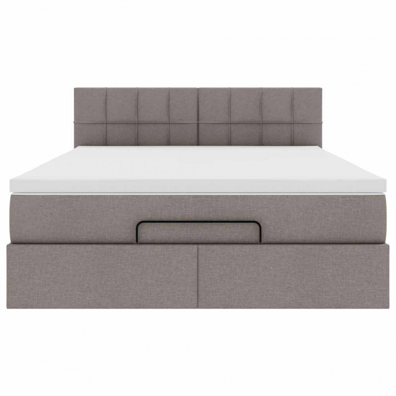 Łóżko otomana z materacem i diodami LED, taupe, 140x190 cm,