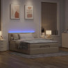 Łóżko Ottoman z materacem i diodami LED kremowe 140x190 cm