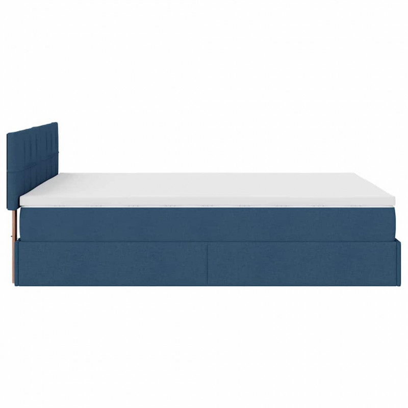 Łóżko Ottoman z materacem i diodami LED Niebieski 140x190 cm