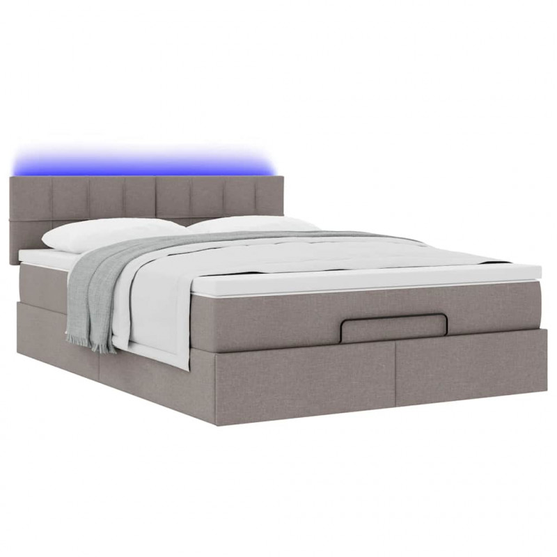 Łóżko otomana z materacem i diodami LED Taupe 140x200 cm