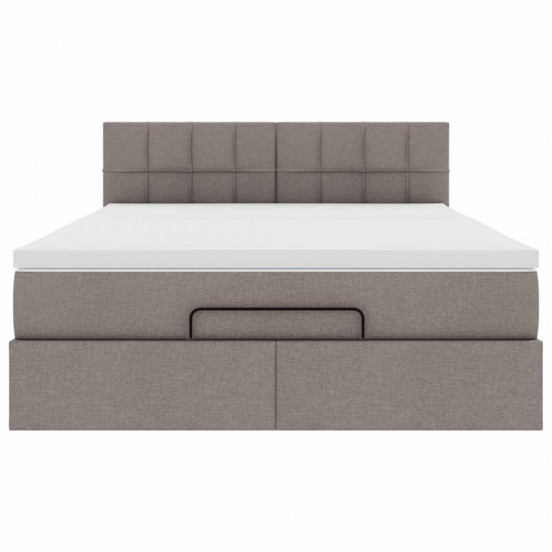 Łóżko otomana z materacem i diodami LED Taupe 140x200 cm