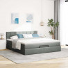 Łóżko Ottoman z materacem i LED, ciemnoszary, 180x200cm tkanina