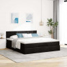 Łóżko Ottoman z materacem i LED, czarny, 180x200cm, tkanina