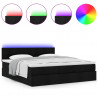 Łóżko Ottoman z materacem i LED, czarny, 180x200cm, tkanina