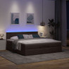 Łóżko otomana z materacem i LED ciemnobrązowy 180x200cm tkanina