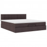 Łóżko otomana z materacem i LED ciemnobrązowy 180x200cm tkanina