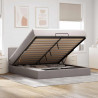 Łóżko otomana z materacem i LED, taupe, 180x200cm, tkanina