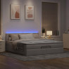 Łóżko otomana z materacem i LED, taupe, 180x200cm, tkanina
