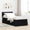 Łóżko Ottoman z materacem i LED, czarny, 80x200cm, tkanina