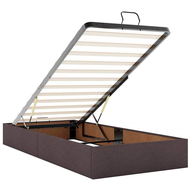 Rama łóżka otomana z materacem, brązowa, 90x190 cm, tkanina