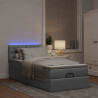 Łóżko Ottoman z materacem i LED, jasnoszary, 90x200 cm, tkanina