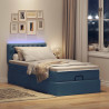 Otomana Łóżko z Materacem i LED Niebieski 100x200 cm Tkanina