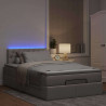 Łóżko otomana z materacem i LED, taupe, 120x190cm, tkanina