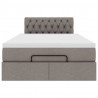 Łóżko otomana z materacem i LED, taupe, 120x190cm, tkanina