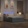 Łóżko Ottoman z materacem i diodami LED Jasnoszary 140x190 cm