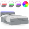 Łóżko Ottoman z materacem i diodami LED Jasnoszary 140x190 cm