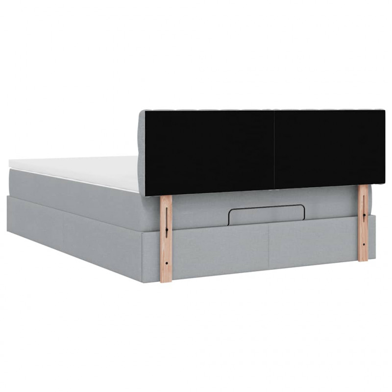 Łóżko Ottoman z materacem i diodami LED Jasnoszary 140x190 cm