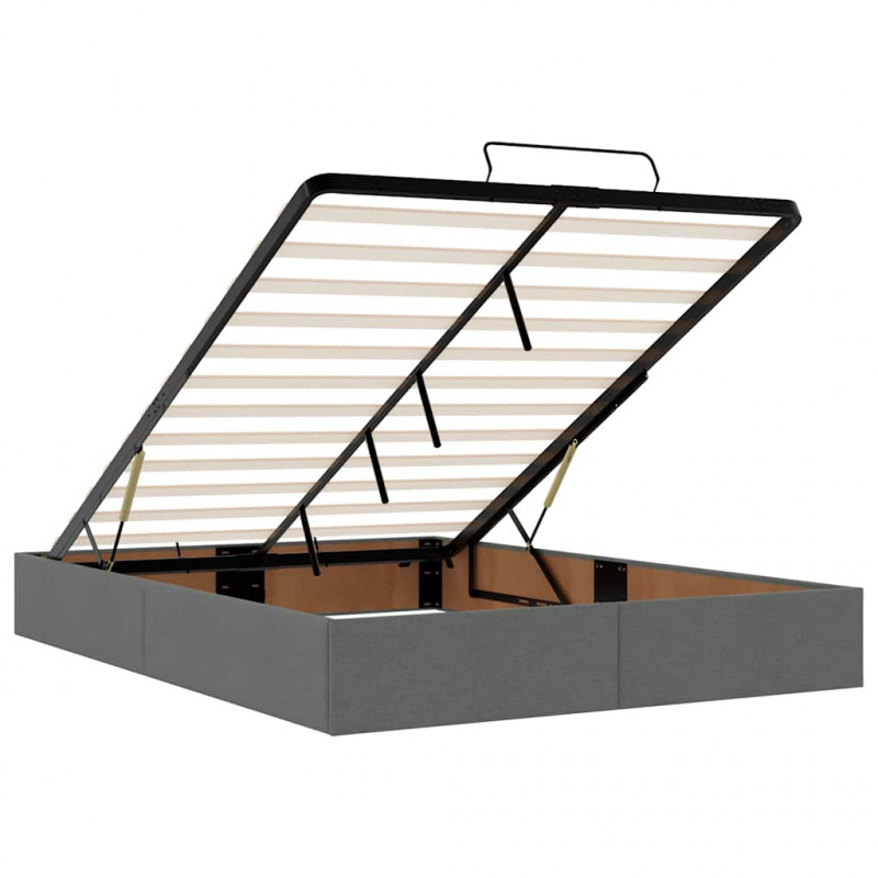 Łóżko Ottoman z materacem i diodami LED Ciemnoszary 140x190 cm