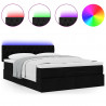 Łóżko Ottoman z materacem i diodami LED Czarny 140x190 cm