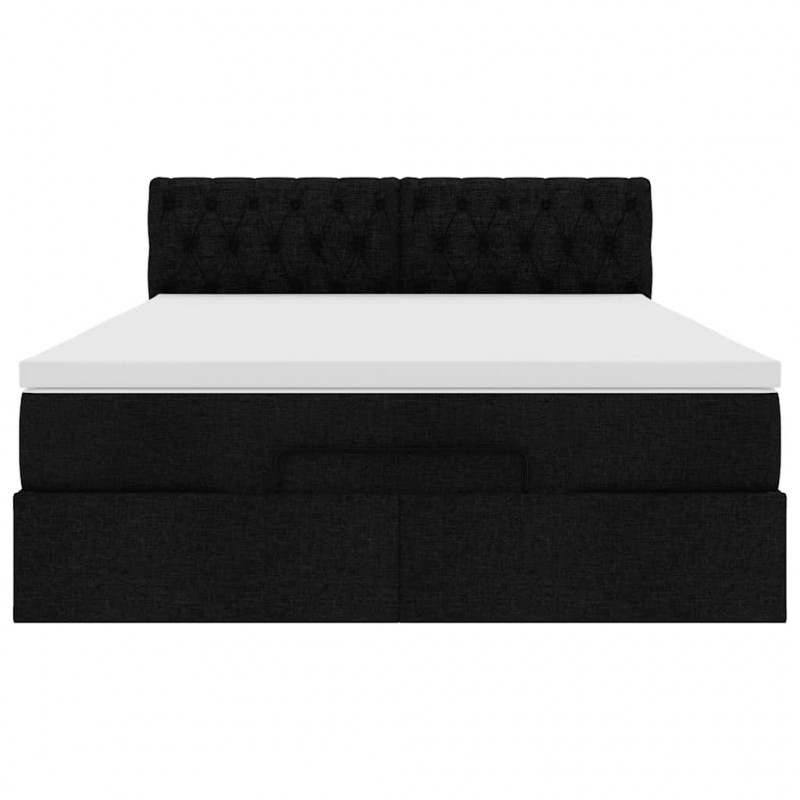 Łóżko Ottoman z materacem i diodami LED Czarny 140x190 cm