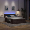 Łóżko otomana z materacem diodami LED ciemnobrązowe 140x190 cm