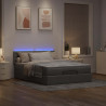 Łóżko otomana z materacem i diodami LED, taupe, 140x190 cm,
