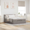 Łóżko otomana z materacem i diodami LED, taupe, 140x190 cm,