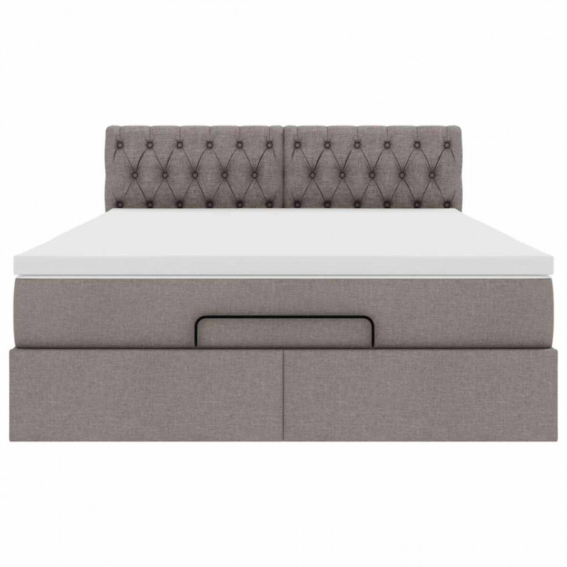 Łóżko otomana z materacem i diodami LED, taupe, 140x190 cm,