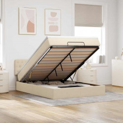 Łóżko Ottoman z materacem i diodami LED kremowe 140x190 cm