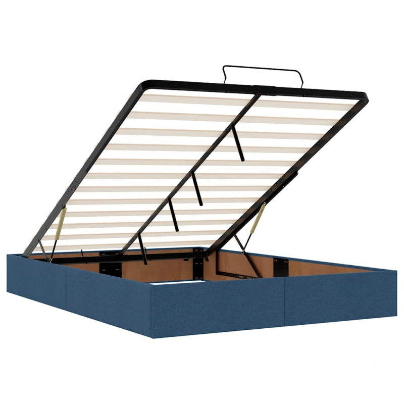 Łóżko Ottoman z materacem i diodami LED Niebieski 140x190 cm