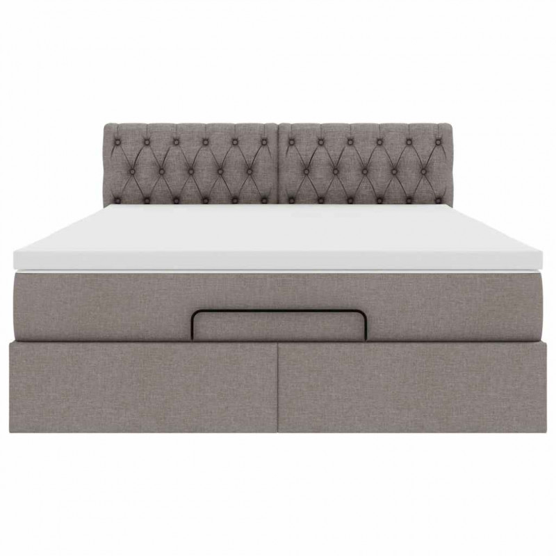 Łóżko otomana z materacem i diodami LED Taupe 140x200 cm