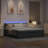 Łóżko Ottoman z materacem i LED, jasnoszary, 180x200cm, tkanina