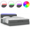 Łóżko Ottoman z materacem i LED, ciemnoszary, 180x200cm tkanina