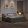 Łóżko otomana z materacem i LED, taupe, 180x200cm, tkanina