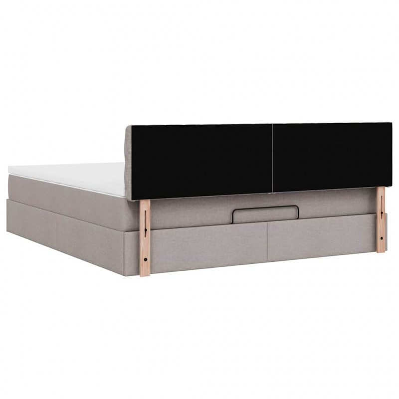 Łóżko otomana z materacem i LED, taupe, 180x200cm, tkanina
